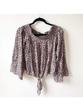 Free People Movement Pink Smocked Off The Shoulder Top M